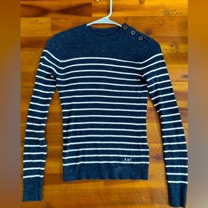 Abercrombie Vintage Blue and White Striped Sweater XS
